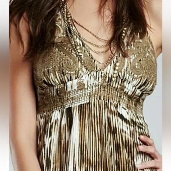 EUC LUCKY BRAND HALTER EMBROIDERED MAXI SZ large - Picture 3 of 15